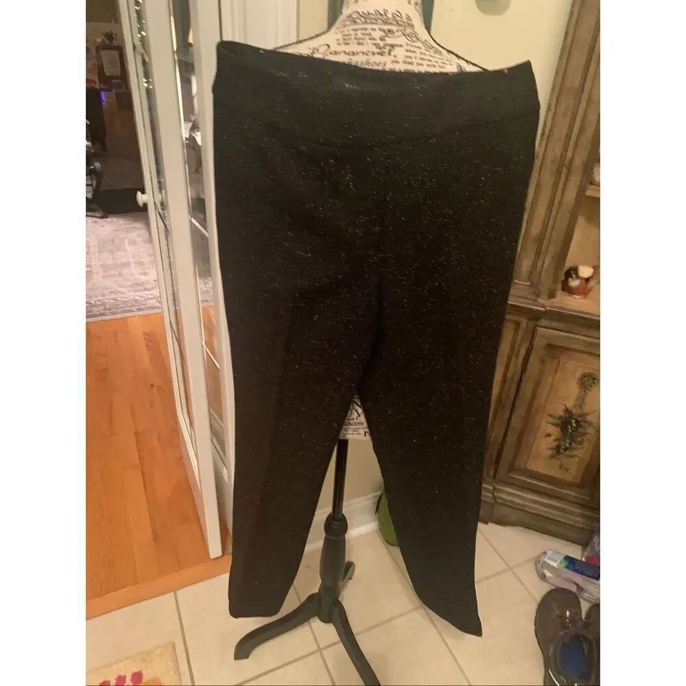 Talbots Heritage Size 8P Wool Blend Trousers Black Colorful Specks Pants